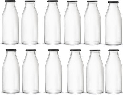 AFAST 300 ml Glass Bottle(Pack of 12, Clear, White)