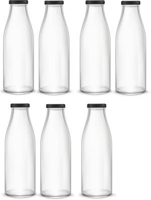 AFAST 1000 ml Glass Bottle(Pack of 7, Clear, Black)