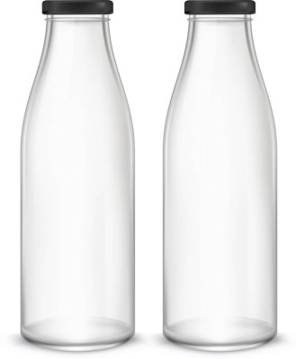 Somil Glass Water And Milk Bottle With Transparent Inner View, 1000Ml, Pack Of 2 1000 ml Bottle(Pack of 2, Clear, Glass)