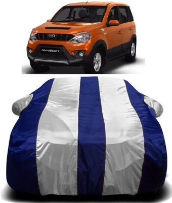 R Rayvin Star Car Cover For Mahindra Nuvosport (With Mirror Pockets)(White, Blue)