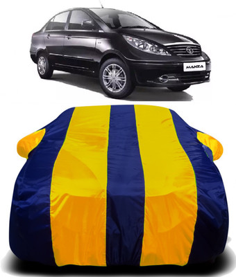 PVSTAR Car Cover For Tata Manza (With Mirror Pockets)(Yellow, Blue)