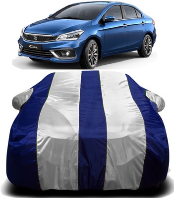 S Shine Max Car Cover For Maruti Suzuki Ciaz (With Mirror Pockets)(White, Blue)
