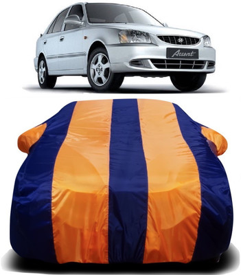 XOCAVO Car Cover For Hyundai Accent (With Mirror Pockets)(Orange, Blue)