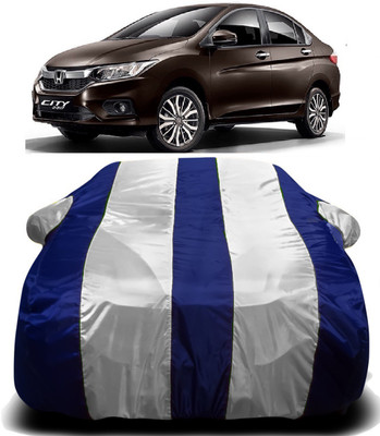 PVSTAR Car Cover For Honda City ZX (With Mirror Pockets)(White, Blue)