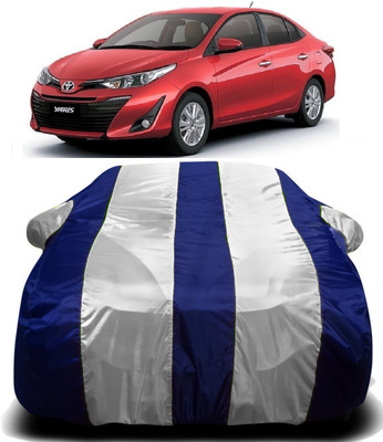 Swarish Car Cover For Toyota Yaris (With Mirror Pockets)(White, Blue)