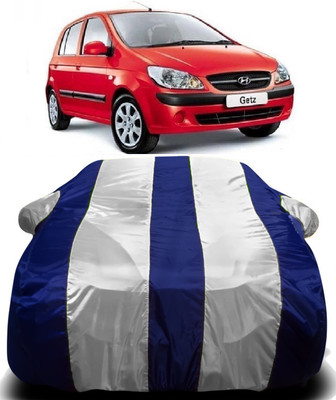 R Rayvin Star Car Cover For Hyundai Getz (With Mirror Pockets)(White, Blue)