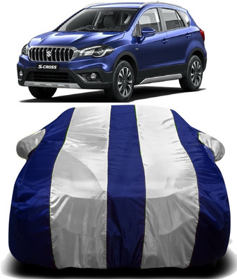 R Rayvin Star Car Cover For Maruti Suzuki S-Cross (With Mirror Pockets)(White, Blue)