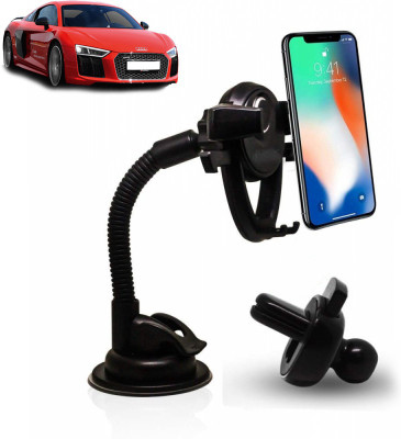 CARZEX Car Mobile Holder for Windshield, Dashboard, AC Vent(Black)