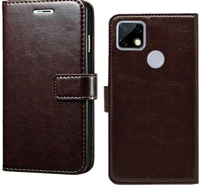 Spicesun Flip Cover for Realme C12, Realme Narzo 20, Realme Narzo 30A, Realme C25, Realme C25s(Brown, Dual Protection)