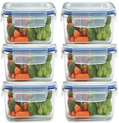 Dreamshop Plastic Airtight Food Storage Container for Fridge with Lid for Meal, Food, Rice, Pasta,Pulses, Cereals, Fruits and Vegetables Microwave Safe Storage Box Container Jar - 400 ml Plastic Fridge Container(Pack of 6, Clear)
