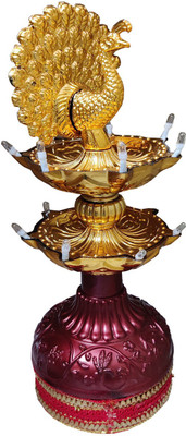 Shoppernation Fancy 2 Tier Electric Rotating Diya Revolving Deep Plastic Table Diya(Height: 7 inch)
