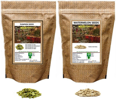 WILD FOREST PUMPKIN & WATERMELON SEEDS ( 100 GM EACH) Pumpkin Seeds, Watermelon Seeds(2 x 100 g)