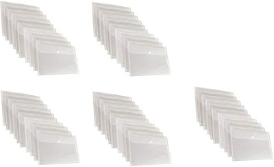 JSM Plastic A4 Document File Bag, Transparent Envelope Holder Storage Case, Snap Button Organizer, My Clear Plastic Container - Pack of 50(Set Of 50, Transparent)