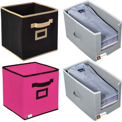 Unicrafts shirtstacker and storagebox Wardrobe Organizer Storage Box for Books Clothes Shirt Stacker Organizer Wardrobe shirt stacker grey and storage box pink black(Pink, Black, Grey)
