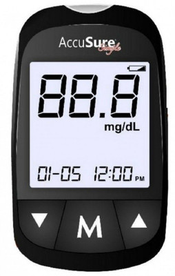 AccuSure Simple Blood Glucose Monitoring With 25 Strips Glucometer(Black)