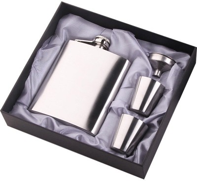 ICY SHOTS Blenders Choice Easy Sip Liquor & Alcohol Drinks Wine Whiskey Or Whisky Holder Pocket Bottle With Funnel and Two Shot Glasses Stainless Steel Hip Flask Gift Set Stainless Steel Hip Flask(230 ml)