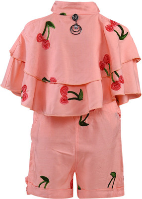 Wishkaro Baby Girls Party(Festive) Top Shorts(Peach)