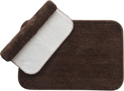 Slushy Mushy Microfiber Bathroom Mat(Brown, Medium, Pack of 2)