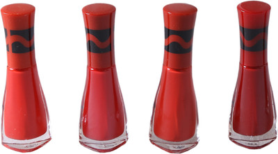 Beautica Quick Dry Long Lasting Matt Shimmer Nail Polish Combo Offer Set of 4 HD Red Colors Range Nail Paint Set Multi Color(Pack of 4)