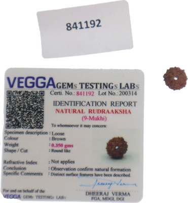 anagha 9 Mukhi/ Nine face Rudraksha with Lab Certificate Wood Pendant Set
