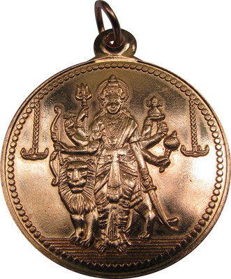 omkar Jai Maa Durga With Lion Kavach Locket Pendant Copper Copper