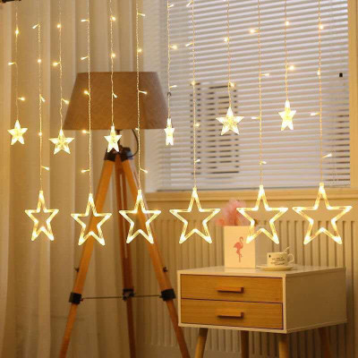 CraftQua 12 LEDs 2.49 m Gold Flickering, Steady Star Rice Lights(Pack of 1)