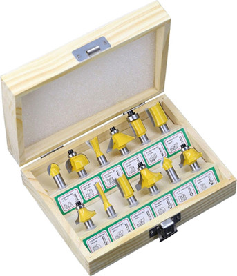 uptodateprouducts 12pcs 6mm Shank Router Bit Set Trimming Straight Corner Beading Bits for Wood Milling Cutter Carbide Cutting Woodwork Tool Rotary Bit Set(12 Bits)
