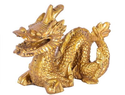 Ryme Vastu/Feng Shui Dragon Showpiece for Health, Happiness and Wealth Decorative Showpiece  -  7 cm(Polyresin, Gold)