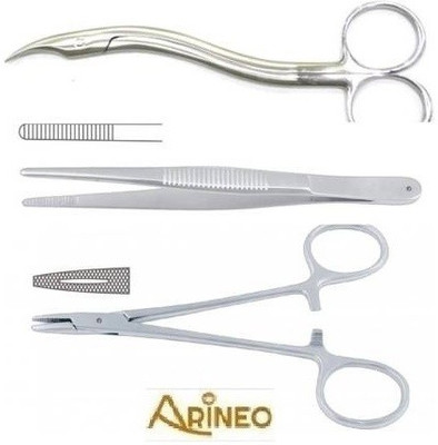ARINEO Needle holder, Stitch scissor, dissecting forcep COMBO Utility Forceps