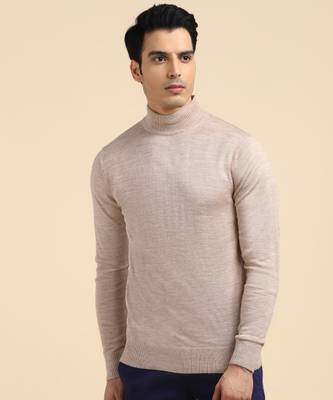 NUMERO UNO Solid High Neck Casual Men Beige Sweater - Price History