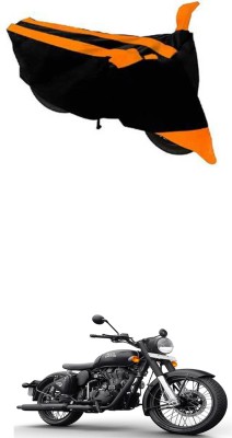 RONISH Two Wheeler Cover for Royal Enfield(Classic 500, Black, Orange)