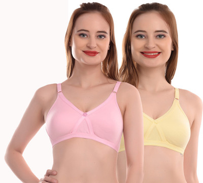 elina Women Full Coverage Non Padded Bra(Yellow, Pink)