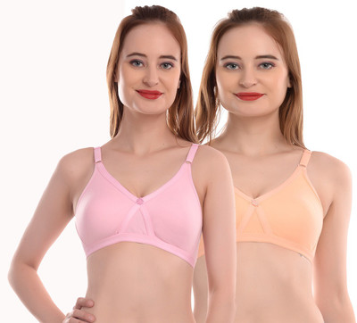 elina Women Full Coverage Non Padded Bra(Orange, Pink)