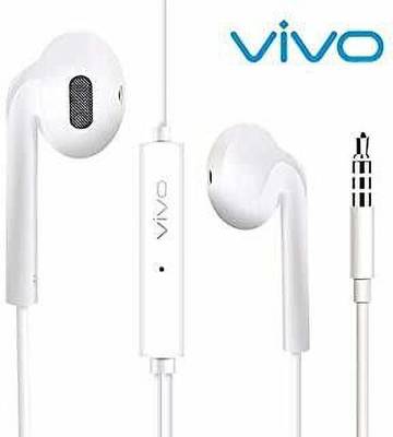 vivo Extra Bass Original Earphone OEM With mic Wired Headset  (White, In the Ear)