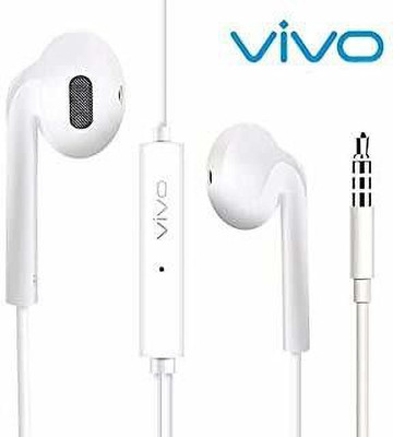 Vivo Extra Bass Original Earphone OEM With mic Wired Headset(White, In the Ear)