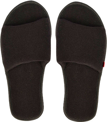 Mf Men Men's House Open Toe Slides Home Indoor Slip on Slides(Black , 8)