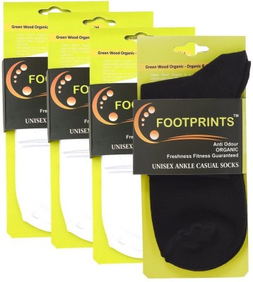 Footprints Organic Cotton Unisex Solid, Printed Ankle Length(Pack of 4)