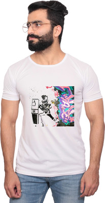 NITYANAND CREATIONS Printed Men Round Neck White T-Shirt