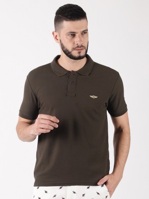 Force NXT Solid Men Polo Neck Brown T-Shirt