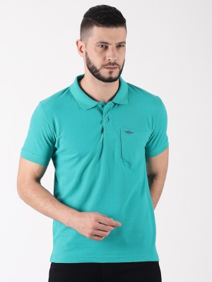 Force NXT Solid Men Polo Neck Green T-Shirt