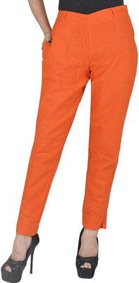Faunashaw Regular Fit Women Orange Trousers