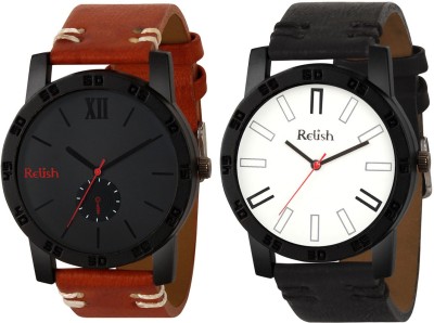 RELish Brown and Black Combo Pack of 2 Analog Watch For Men Brown and Black Brown and Black Combo Pack of 2 Analog Watch For Men Brown and Black Analog Watch  - For Men