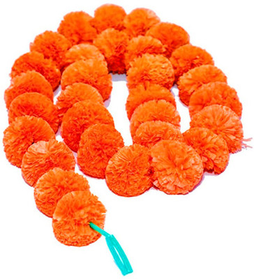 LADDU GOPAL Artificial Genda or Marigold Flowers Garland for Decoration: (Pack of 5) Orange Marigold Artificial Flower(32 inch, Pack of 5, Flower Bunch)