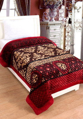 Homerica Self Design Single Quilt for  Heavy Winter(Woollen Blend, REGAL RED)