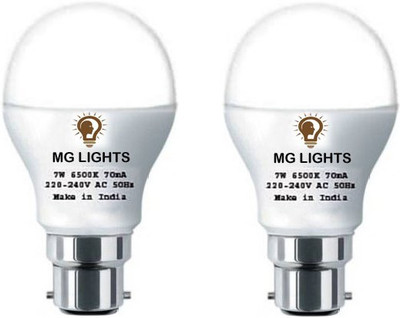 mg lights 7 W Basic Arbitrary B22 LED Bulb(White, Pack of 2)