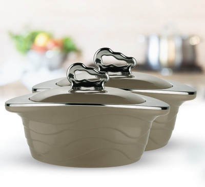 Trueware Zinna Serving Casserole Set of 2 (1000+1000 ml) Pack of 2 Thermoware Casserole Set(2000 ml)