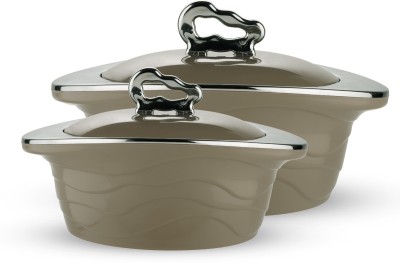 Trueware Zinna inner steel outer plastic serving casserole set of 2 Pack of 2 Serve Casserole Set(1000 ml, 1500 ml)