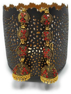 Aadiyatri Bridal 2kt Red Stones Jhumki Earrings Brass Jhumki Earring