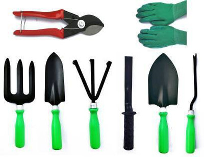 IBEX Gardening Tool Set of 5 & Double Cut, Khurpi, Trowel Set and Gloves Garden Tool Kit (8 Tools) Garden Tool Kit(8 Tools)
