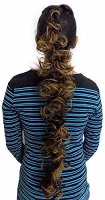 SAMYAK Golden highlighted long frill style braided hair style wedding party Hair Extension